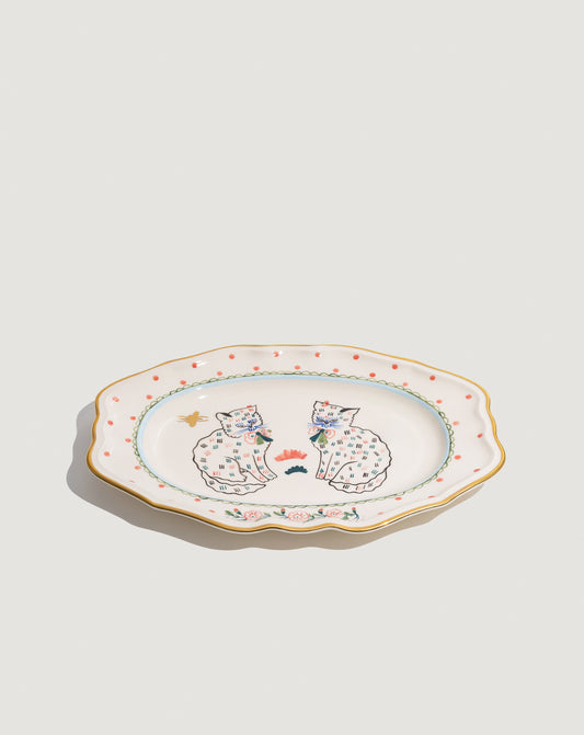 GUNIA OVAL PLATE WITH KITTENS