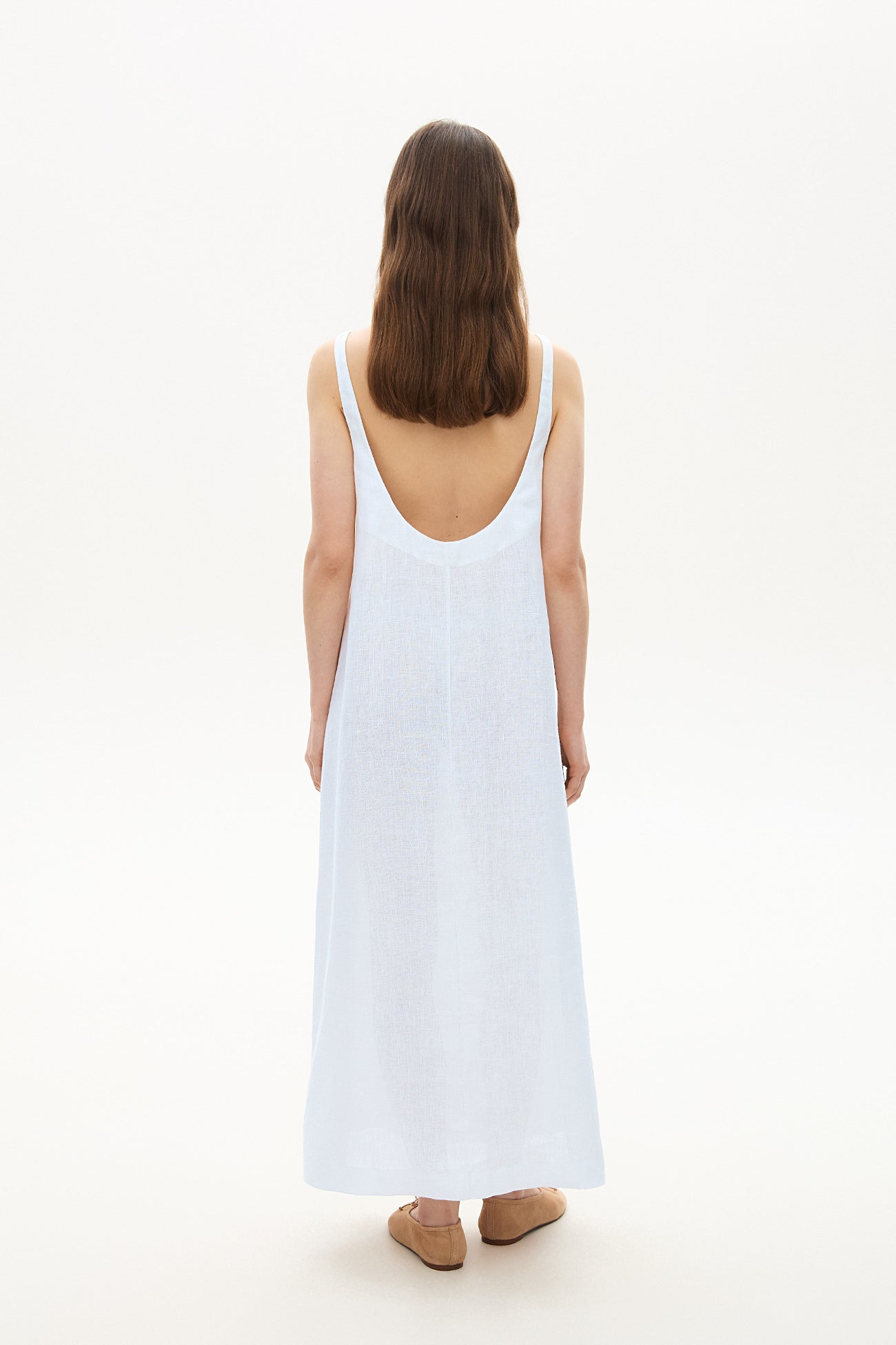 LONG DRESS WITH BRA AND OPEN BACK WHITE