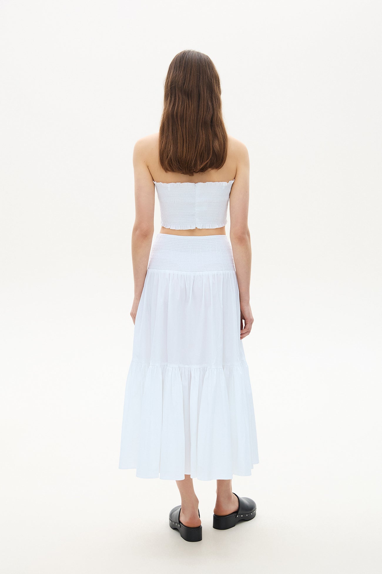 COTTON SKIRT WITH A WIDE ELASTIC BAND WHITE