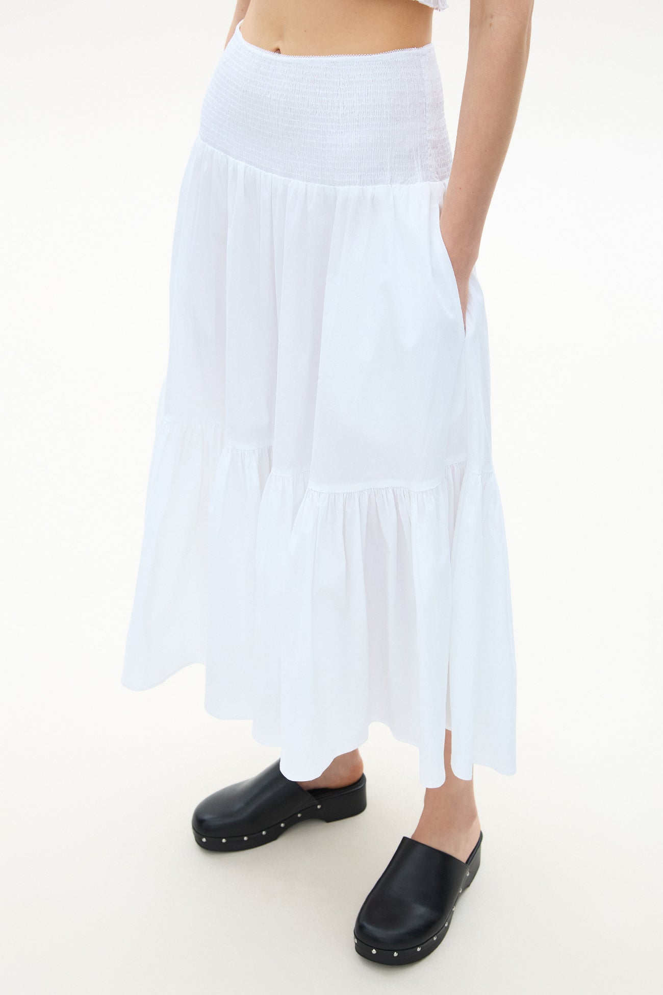 COTTON SKIRT WITH A WIDE ELASTIC BAND WHITE