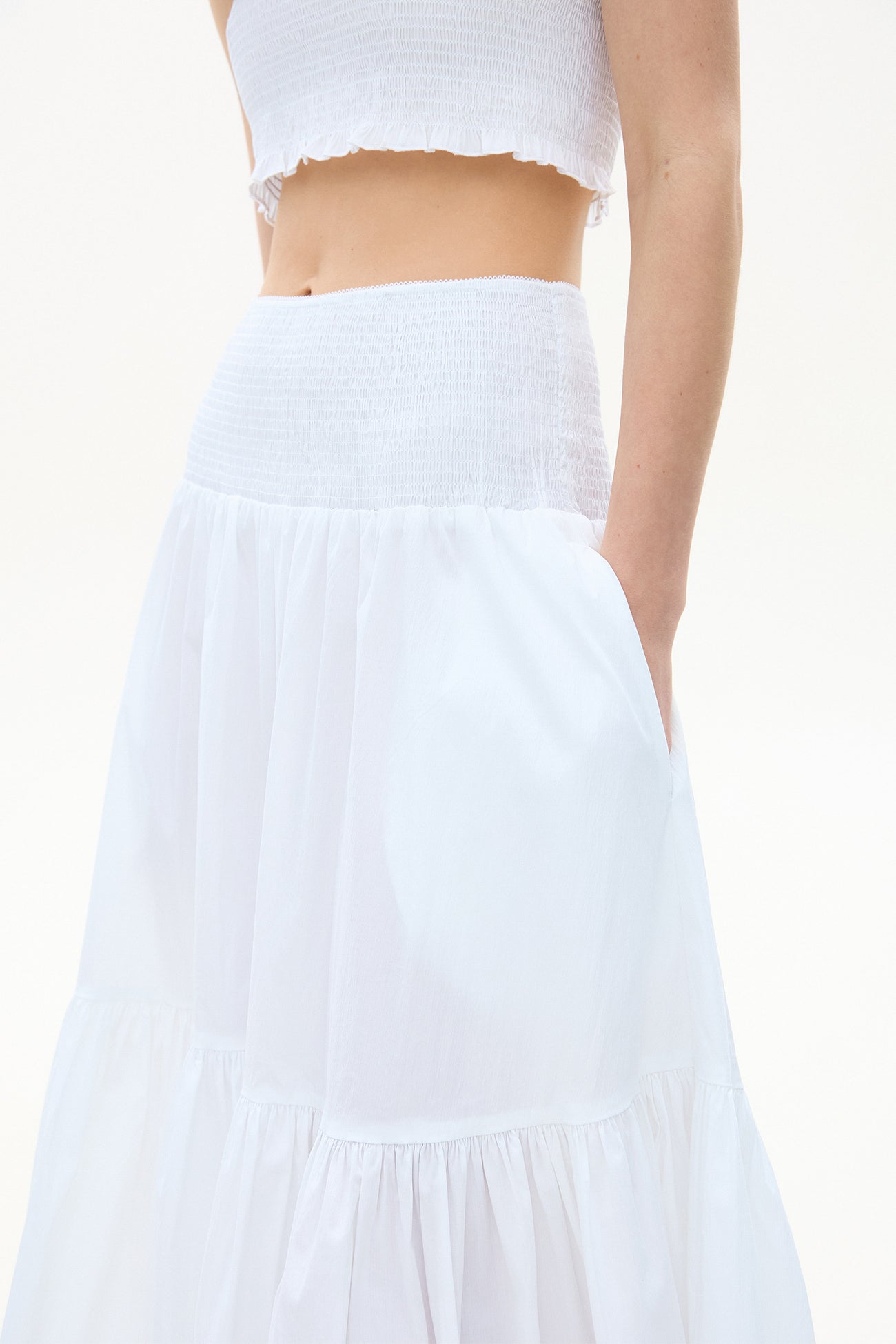 COTTON SKIRT WITH A WIDE ELASTIC BAND WHITE