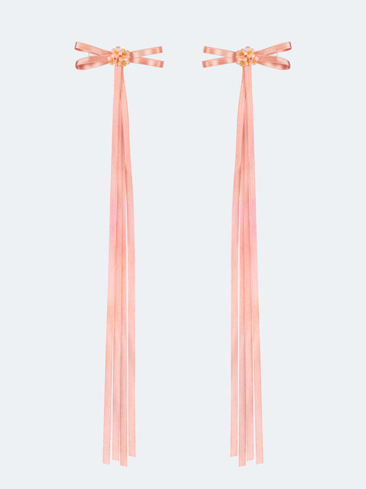 ETNODIM A PAIR OF RIBBONS-BARRETTES OF PEACH COLOR "TSARIVNA"